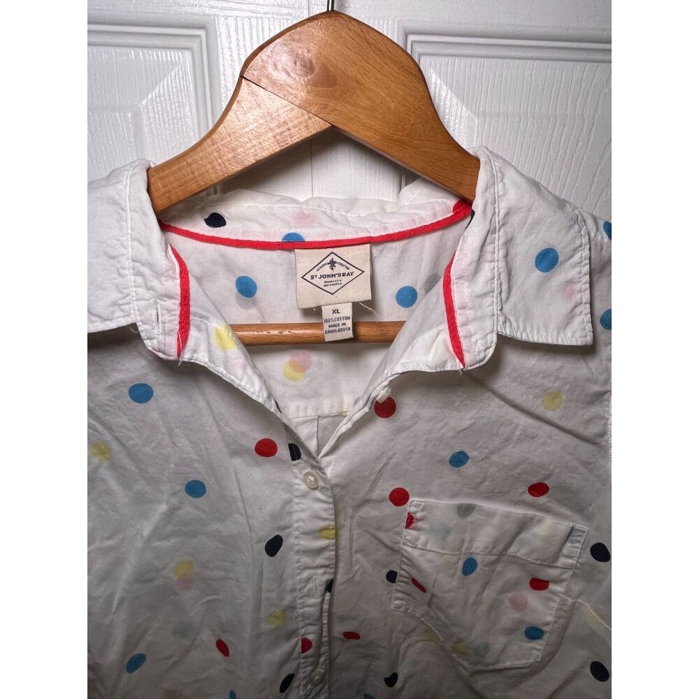 St Johns Bay Sleeveless Polka Dot Button Front Blouse Womens XL White - Picture 4 of 4